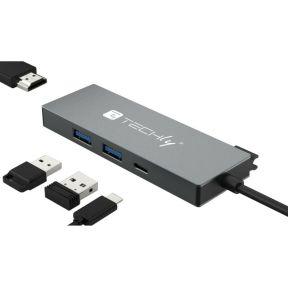 Techly IUSB32C-HUB4HPD laptop dock & poortreplicator Bedraad USB 3.2 Gen 2 (3.1 Gen 2) Type-C Grijs