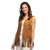 Carnaval verkleed gilet - dames - bruin - themafeest - hippie