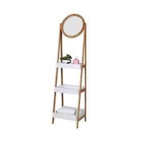 HI Multifunctionele plank met spiegel - Laddervorm met spiegel - 39 x 40 x 158cm