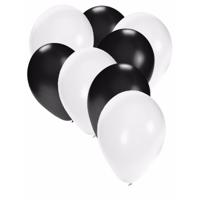 Ballonnen in het wit en zwart - 30x stuks - 27 cm - zwarte / witte versiering - feestartikelen