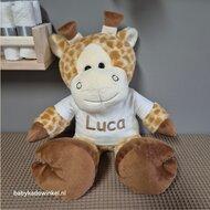 Knuffel Giraf 45 cm met naam op shirtje