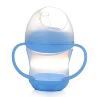 Baby leren drinken fles siliconen 160ml zuigeling water melk SAP min Cup kinderen Sippy training cups met twee handvatten (blauw)