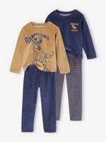 Set van 2 jongenspyjama's fluweel/velours Dino karamel