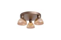 Plafondlamp Cannes LED 3Lt Flush, Latte Metal and Amber Glass