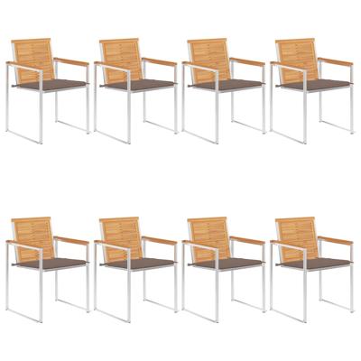 Tuinstoelen 8 st met kussens massief teakhout