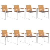 Tuinstoelen 8 st met kussens massief teakhout