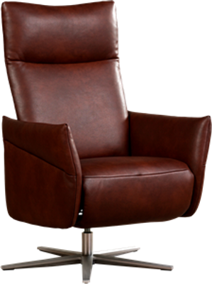 Donkercognac leren moderne relaxfauteuil Ease - met stervoet rvs - zithoogte laag - Granada leer Cognac (donkercognac leer)