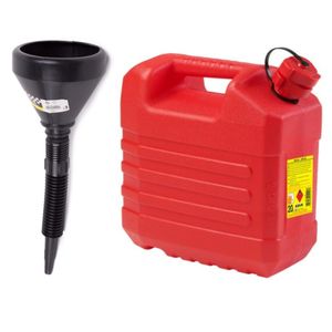 Jerrycan - kunststof - rood - 20 liter - incl. trechter - kunststof - D15 cm