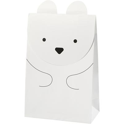 Creativ Company Papieren zakken, ijsbeer, h: 18 cm, afm 6x12 cm, 80 gr, wit, 6 stuk/ 1 doos