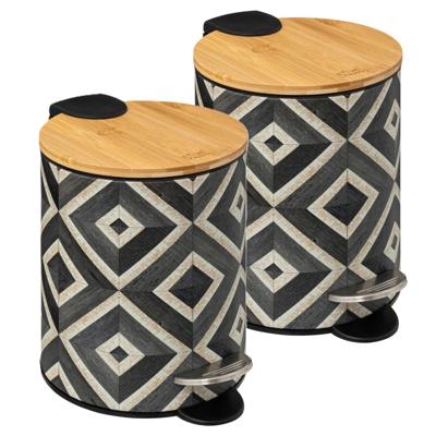 5Five Pedaalemmer Mystic - 2x - groen mix - 3 liter - metaal - 17 x 23 cm - voor toilet/badkamer