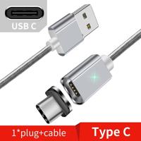 2 stuks ESSAGER Smartphone snel opladen en Data transmissie magnetische kabel kleur: zilver Type C Cable(1m)