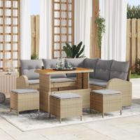 Tuinbankenset met kussen 9 pcs Beige poly rattan