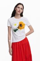 T-shirt met wazige bloemen - WHITE - XS