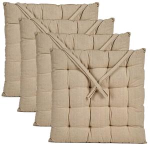 Stoelkussen Decorama - 4x - binnen/buiten - creme wit - 40 x 40 x 5 cm - polyester
