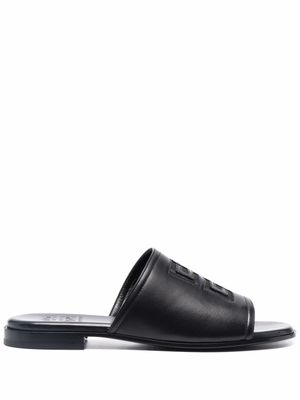 Givenchy claquettes en cuir à logo embossé - Noir
