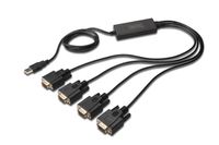 Digitus USB 2.0 - 4x RS-232 seriële kabel Zwart 1,5 m - thumbnail