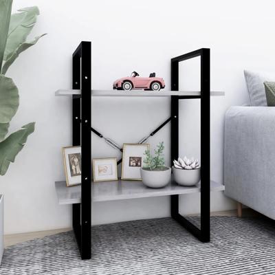 Boekenkast met 2 schappen 60x30x70 cm bewerkt hout betongrijs