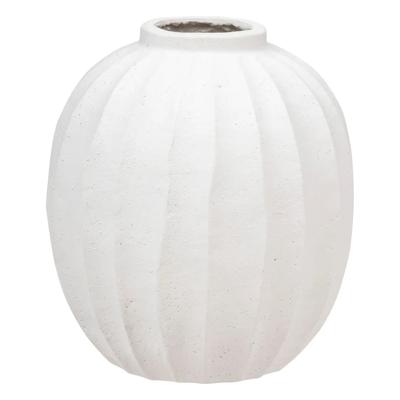 Bloemenvaas Amia - creme wit - kunststeen - D39 x H44 cm - ronde bol vormige vaas