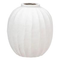 Bloemenvaas Amia - creme wit - kunststeen - D39 x H44 cm - ronde bol vormige vaas