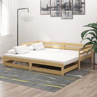 Slaapbank uitschuifbaar massief grenenhout 2x(90x200) cm