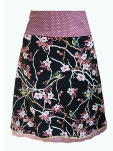 Pink Cotton-Blend Printed A-Line Casual Skirt