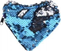Free and Easy pailletten portemonnee hart blauw/zilver - thumbnail