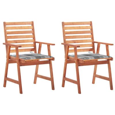 Tuinstoelen 2 st met kussens massief acaciahout