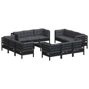 vidaXL 13-delige Loungeset met antracietkleurige kussens grenenhout