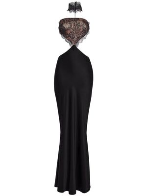 Retrofete robe longue Lucie à découpes - Noir