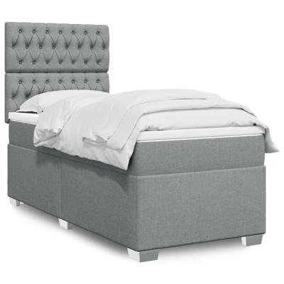 Boxspring met matras stof lichtgrijs 80x200 cm