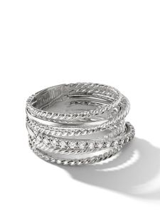 David Yurman bague Crossover en argent sterling pavée de diamants (12 mm)