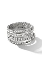 David Yurman bague Crossover en argent sterling pavée de diamants (12 mm) - thumbnail