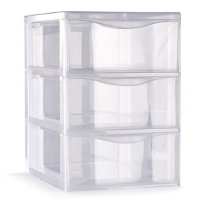 Ladeblokje/bureau organizer met 3x lades - transparant - L18 x B25 x H25 cm - plastic