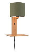 GOOD&MOJO Wandlamp 'Andes' Bamboe en Eco linnen, Met plank, kleur Groen/Naturel