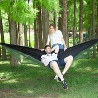Draagbare buiten Camping vol-automatische Nylon Parachute hangmat met klamboes grootte: 290 x 140cm (zwart)