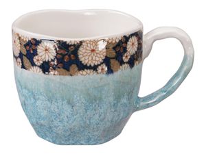 Handgemaakte Mok - Blauw/Wit - 300ml 8,7x8cm