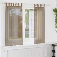 Gordijnen voile met lussen 2 st 140x175 cm lichtbruin