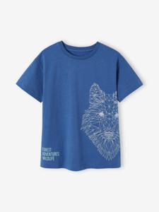 T-shirt met wolfmotief jongens inktblauw