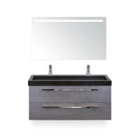 Seville Badmeubelset 120 cm - 2 laden Beton Antraciet - Wastafel Lucca Enkel - met Sence Spiegel