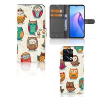 OPPO Reno8 Pro | Telefoonhoesje | Met pasjeshouder | Vrolijke Uilen
