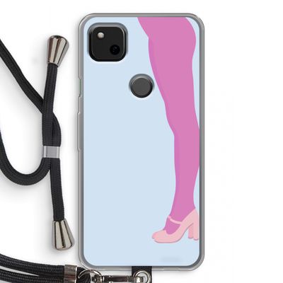 Pink panty: Pixel 4a Transparant Hoesje met koord