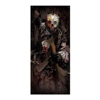 Fiestas Horror deur scenesetter/deurposter - moordenaar met bijl - Halloween thema versiering - 180 x 80 cm   -