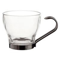 Set van koffiekopjes Quid Supreme Transparant Glas Staal 110 ml 3 Onderdelen