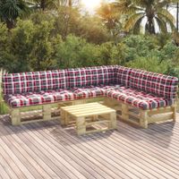 vidaXL 4-delige Loungeset pallet met kussens groen geïmpregneerd hout - thumbnail