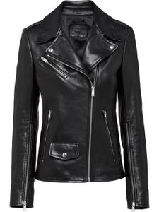 Prada veste de moto en cuir - Noir