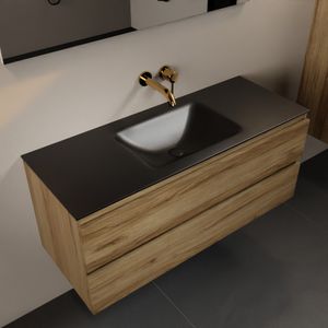 MONDIAZ AIVY 120cm badmeubel Chai, wastafel Urban solid surface midden zonder kraangat met spiegel (AI-351621URBAN-NO - AI-M120CHMI - AI-S120X70)