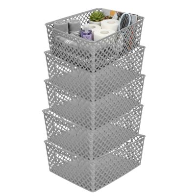 Storage Solutions Kast Opbergmand - 5x - van kunststof - grijs - 29 x 35 x 13 cm - 11 liter inhoud