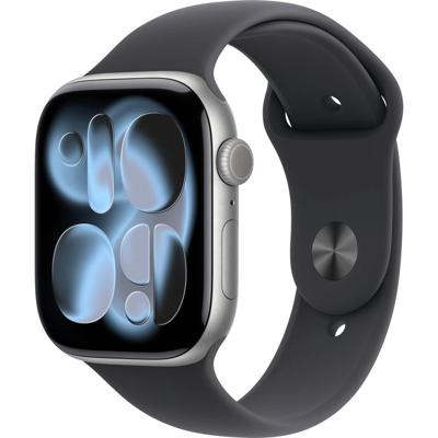 Apple Watch Series 11 GPS 46 mm Aluminium kast Sport Band Zwart M/L