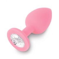 Dolce Piccante - Jewellery Silicone Butt Plug Met Diamant Lichtroze - thumbnail