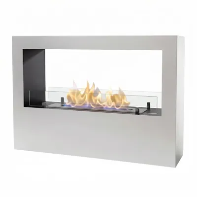 Lansing - Brede vrijstaande witte bio-ethanol haard | ScandiFlames | Vrijstaande bio-ethanol haard | Wit